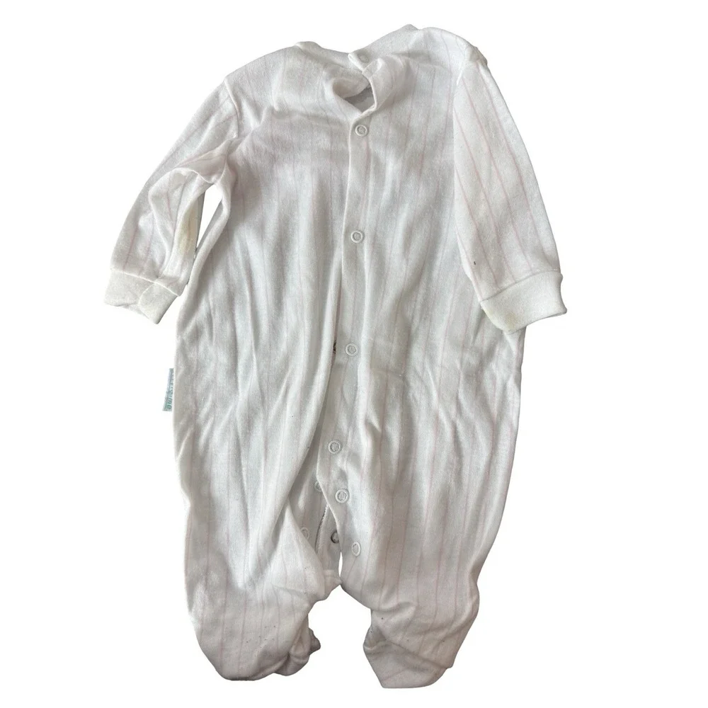 VTG Little Me 12-17lbs 3-6‎ months pink white sleeper usa made infant girl